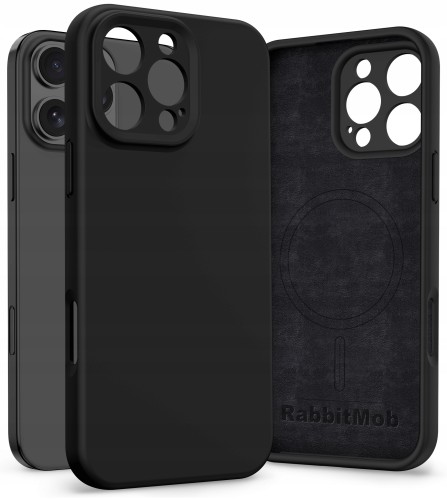 Etui RabbitMob do iPhone 16 Pro, Silikonowe PREMIUM, Case, do MagSafe | Czarny