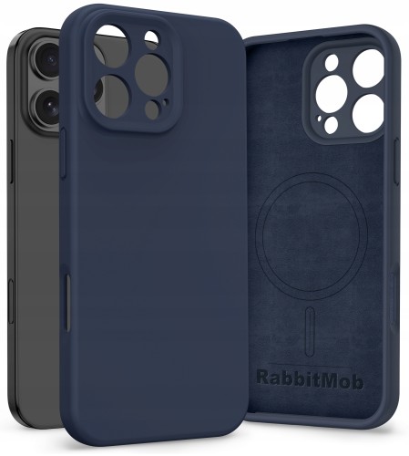 Etui RabbitMob do iPhone 16 Pro, Silikonowe PREMIUM, Case, do MagSafe | Granatowy
