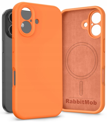 Etui RabbitMob do iPhone 16, Silikonowe PREMIUM, Case, Smukłe, do MagSafe | Pomarańczowy