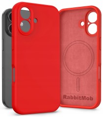 Etui RabbitMob do iPhone 16, Silikonowe PREMIUM, Case, Smukłe, do MagSafe | Czerwony