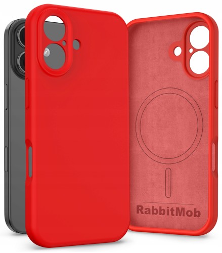 Etui RabbitMob do iPhone 16, Silikonowe PREMIUM, Case, Smukłe, do MagSafe | Czerwony