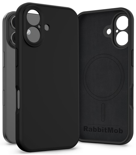 Etui RabbitMob do iPhone 16, Silikonowe PREMIUM, Case, Smukłe, do MagSafe | Czarny