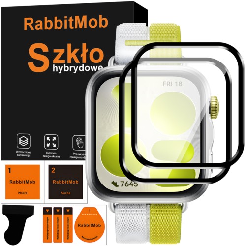 2x Szkło Hybrydowe 3D RabbitMob do Huawei Watch Fit 5 + Zestaw do Montażu