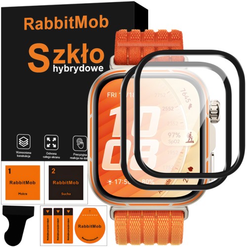 2x Szkło Hybrydowe 3D RabbitMob do Huawei Watch Fit 5 Pro + Zestaw do Montażu