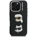 Etui Karl Lagerfeld FW Grained Karl & Choupette Heads Pins na iPhone 16 Pro - czarne
