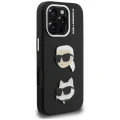 Etui Karl Lagerfeld FW Grained Karl & Choupette Heads Pins na iPhone 16 Pro - czarne