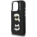 Etui Karl Lagerfeld FW Grained Karl & Choupette Heads Pins na iPhone 16 Pro - czarne