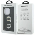 Etui Karl Lagerfeld FW Grained Karl & Choupette Heads Pins na iPhone 16 Pro - czarne