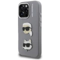Etui Karl Lagerfeld FW Grained Karl & Choupette Heads Pins na iPhone 16 Pro - szare