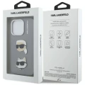 Etui Karl Lagerfeld FW Grained Karl & Choupette Heads Pins na iPhone 16 Pro - szare