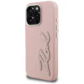 Etui Karl Lagerfeld FW Grained Signature Logo na iPhone 16 Pro - różowe