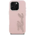 Etui Karl Lagerfeld FW Grained Signature Logo na iPhone 16 Pro - różowe