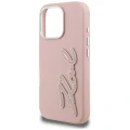 Etui Karl Lagerfeld FW Grained Signature Logo na iPhone 16 Pro - różowe