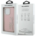 Etui Karl Lagerfeld FW Grained Signature Logo na iPhone 16 Pro - różowe