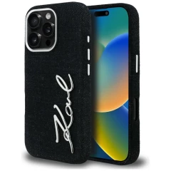 Etui Karl Lagerfeld FW Jeans Signature Logo na iPhone 16 Pro Max - czarne