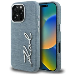 Etui Karl Lagerfeld FW Jeans Signature Logo na iPhone 16 Pro Max - niebieskie