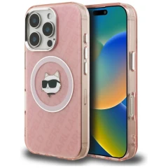 Etui Karl Lagerfeld IML Choupette Head Logo MagSafe na iPhone 16 Pro Max - różowe