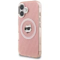 Etui Karl Lagerfeld IML Choupette Head Logo MagSafe na iPhone 16 - różowe