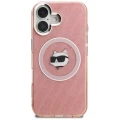 Etui Karl Lagerfeld IML Choupette Head Logo MagSafe na iPhone 16 - różowe