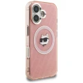Etui Karl Lagerfeld IML Choupette Head Logo MagSafe na iPhone 16 - różowe