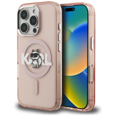 Etui Karl Lagerfeld IML Choupette Sketch Logo MagSafe na iPhone 16 Pro Max - różowe