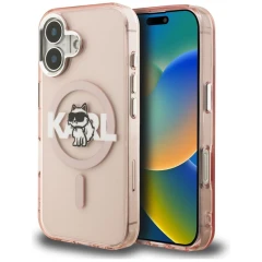 Etui Karl Lagerfeld IML Choupette Sketch Logo MagSafe na iPhone 16 - różowe