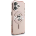 Etui Karl Lagerfeld IML Choupette Sketch Logo MagSafe na iPhone 16 - różowe