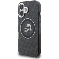 Etui Karl Lagerfeld IML Glitter Karl & Choupette Heads Logo MagSafe na iPhone 16 - czarne