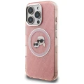 Etui Karl Lagerfeld IML Glitter Karl & Choupette Heads Logo MagSafe na iPhone 16 Pro Max - różowe