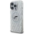 Etui Karl Lagerfeld IML Glitter Karl & Choupette Heads Logo MagSafe na iPhone 16 Pro - szare