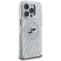 Etui Karl Lagerfeld IML Glitter Karl & Choupette Heads Logo MagSafe na iPhone 16 Pro - szare