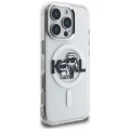 Etui Karl Lagerfeld IML Glitter Karl & Choupette Sketch Logo MagSafe na iPhone 16 Pro Max - przezroczyste