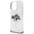 Etui Karl Lagerfeld IML Glitter Karl & Choupette Sketch Logo MagSafe na iPhone 16 Pro Max - przezroczyste