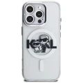Etui Karl Lagerfeld IML Glitter Karl & Choupette Sketch Logo MagSafe na iPhone 16 Pro - przezroczyste