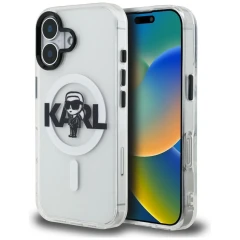 Etui Karl Lagerfeld IML Karl Sketch Logo MagSafe na iPhone 16 - przezroczyste