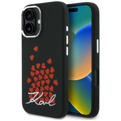 Etui Karl Lagerfeld Silicone Heart Sign Logo MagSafe na iPhone 16 - czarne