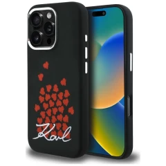 Etui Karl Lagerfeld Silicone Heart Sign Logo MagSafe na iPhone 16 Pro Max - czarne