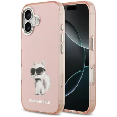 Etui Karl Lagerfeld IML Aquarelle Choupette & Logo MagSafe na iPhone 17 - różowe