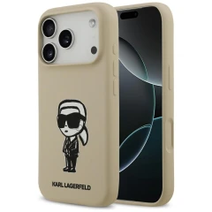 Etui Karl Lagerfeld Silicone Karl Sketch & Logo MagSafe na iPhone 17 Pro - brązowe