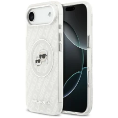 Etui Karl Lagerfeld IML Glitter Karl&Choupette Heads Logo MagSafe do iPhone Air - szare