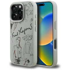 Etui Karl Lagerfeld Grained Pattern & Logo MagSafe na iPhone 16 Pro - szare