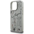 Etui Karl Lagerfeld Grained Pattern & Logo MagSafe na iPhone 16 Pro - szare