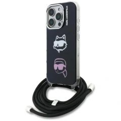 Etui Karl Lagerfeld IML Crossbody Karl&Choupette Head na iPhone 16 Pro Max - czarne