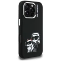 Etui Karl Lagerfeld Silicone Karl&Choupette Sketch MagSafe na iPhone 16 Pro - czarne