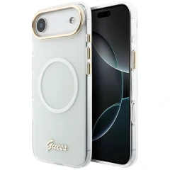 Etui Guess IML Gradient Script Metal MagSafe na iPhone Air - białe