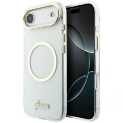 Etui Guess IML Script Metal MagSafe na iPhone Air - przezroczyste