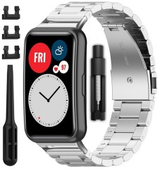 Bransoleta stalowa RabbitMob pasek do Huawei Watch Fit / Fit SE / Fit New | Srebrny