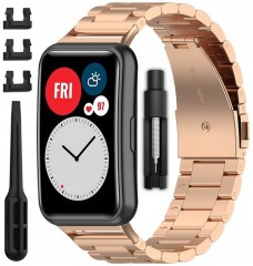 Bransoleta stalowa RabbitMob pasek do Huawei Watch Fit / Fit SE / Fit New | Różowe złoto