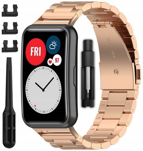 Bransoleta stalowa RabbitMob pasek do Huawei Watch Fit / Fit SE / Fit New | Różowe złoto