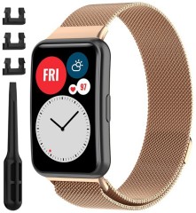 Bransoleta Milanese pasek RabbiMob do Huawei Watch Fit / Fit SE / Fit New | Różowe złoto